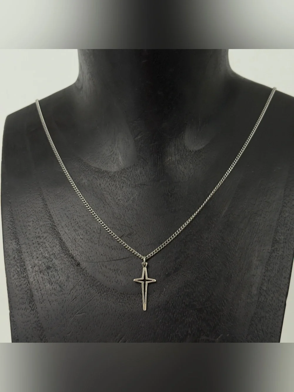 Vintage Retired James Avery Silver North Star Cross Charm Pendant Necklace